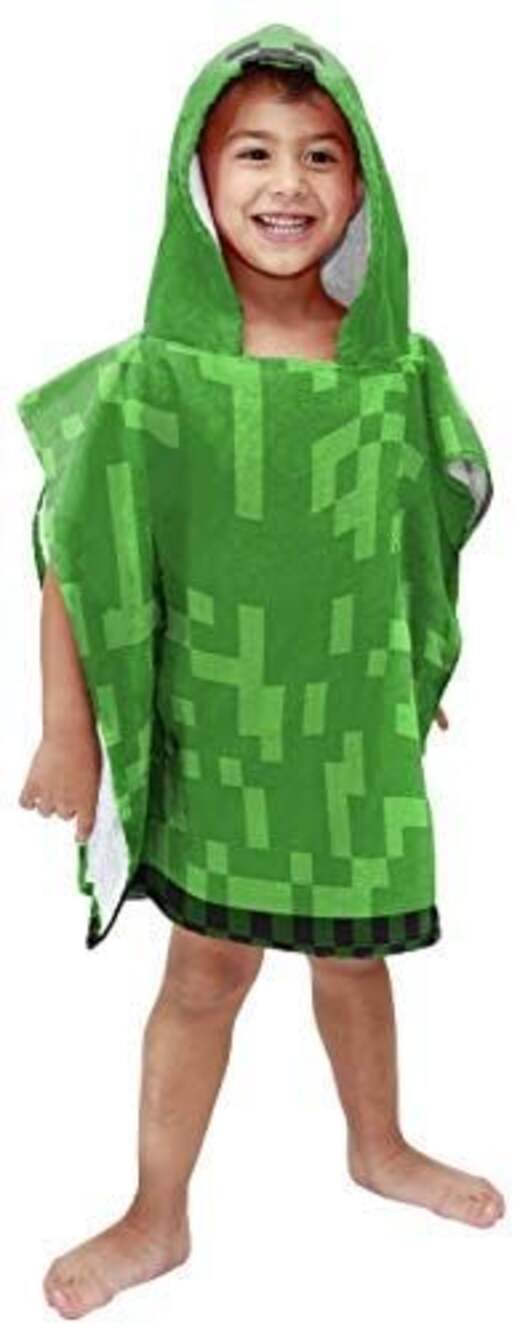 Minecraft Creeper Hooded Poncho Bath Towel